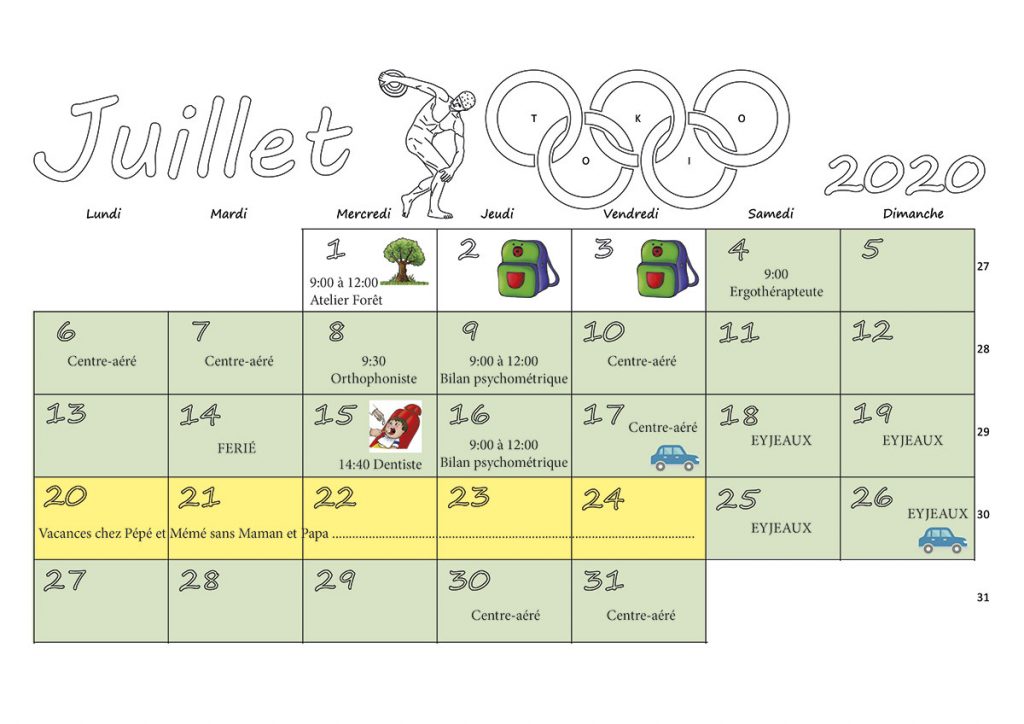 Calendrier mensuel