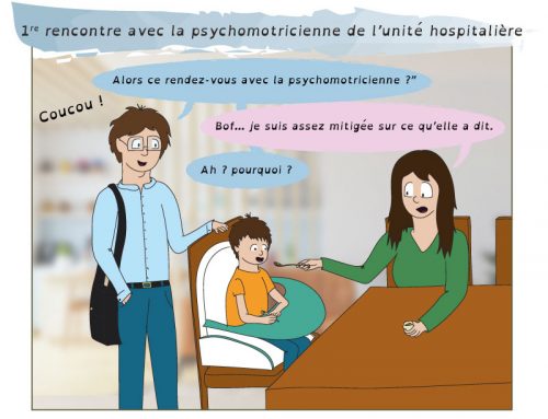 BD – 1ère rencontre avec la psychomotricienne de l’unité hospitalière (série sur le diagnostic)